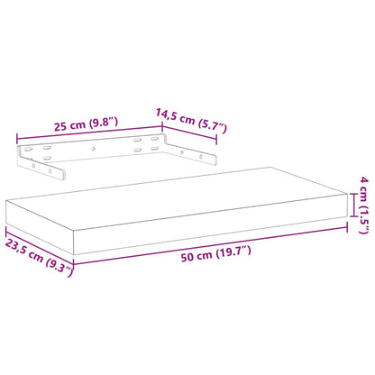 Svävande hyllor 4 st 50x23,5x4 cm konstruerat trä