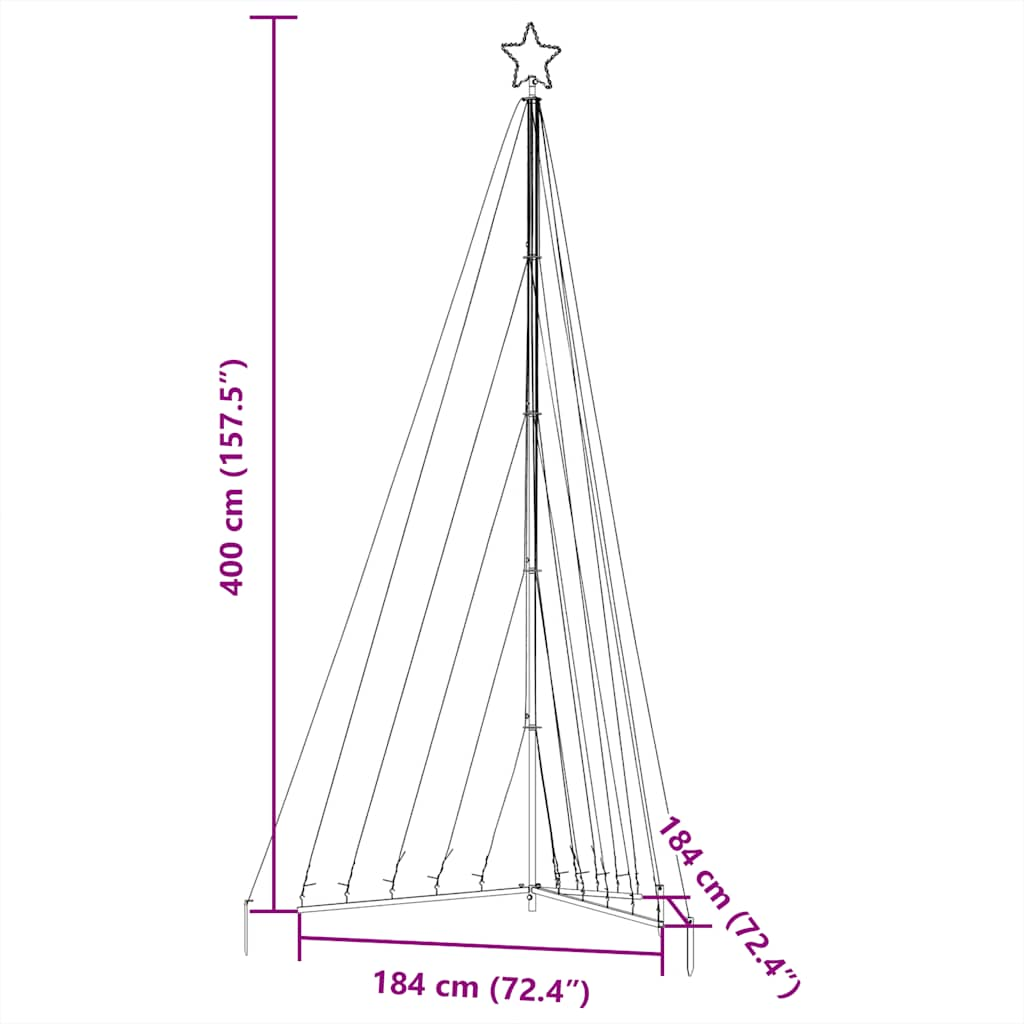 LED julgran 570 LEDs varmvit 399 cm