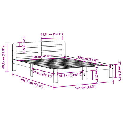 Sängram utan madrass vit 120x190 cm massiv furu