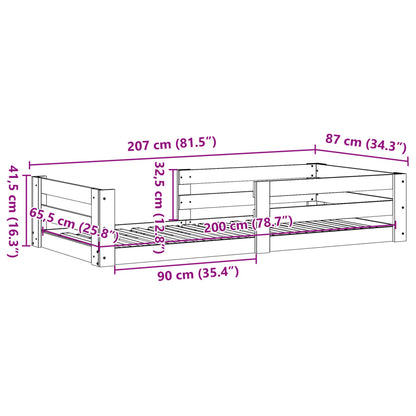 Sängram utan madrass 80x200 cm massiv furu