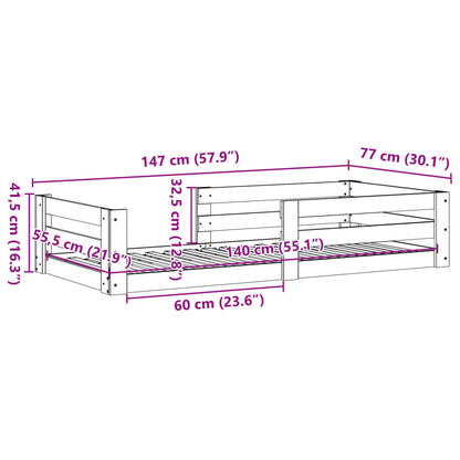 Sängram utan madrass vit 70x140 cm massiv furu