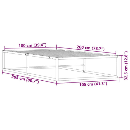 Sängram utan madrass vit 100x200 cm metall