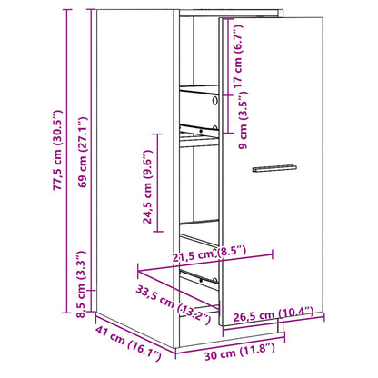 Apoteksskåp betonggrå 30x41x77,5 cm konstruerat trä