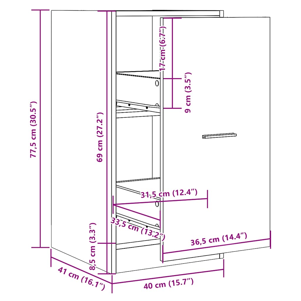 Apoteksskåp vit 40x41x77,5 cm konstruerat trä