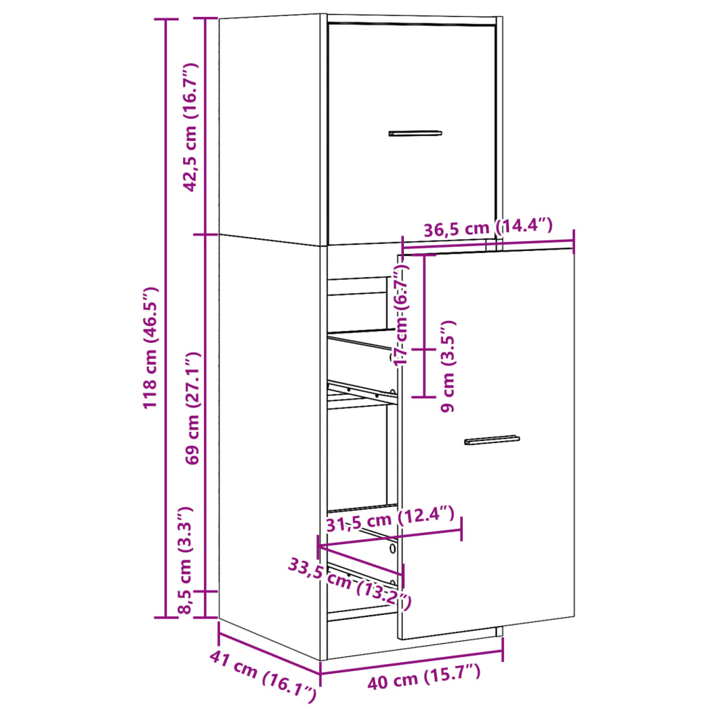 Apoteksskåp vit 40x41x118 cm konstruerat trä