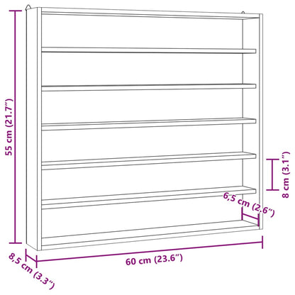 Samlarmonter i trä med 6 hyllplan 60x8,5x55 cm