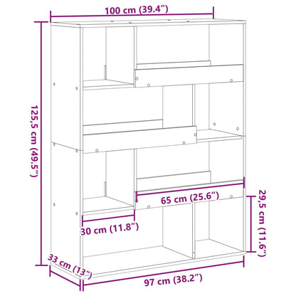 Bokhylla sonoma-ek 100x33x125,5 cm konstruerat trä