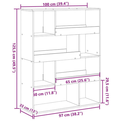 Bokhylla brun ek 100x33x125,5 cm konstruerat trä