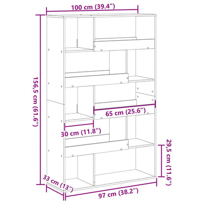 Bokhylla sonoma-ek 100x33x156,5 cm konstruerat trä