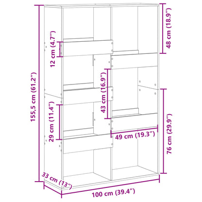 Bokhylla svart 100x33x155,5 cm konstruerat trä