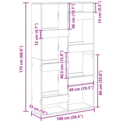 Bokhylla sonoma-ek 100x33x175 cm konstruerat trä