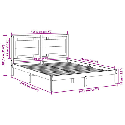 Sängram utan madrass extra lång vit 160x210 cm massivt trä