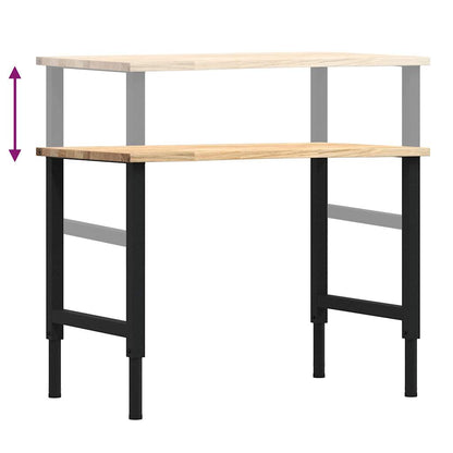 Arbetsbänk 100x60x(71,5-98) cm massiv ek