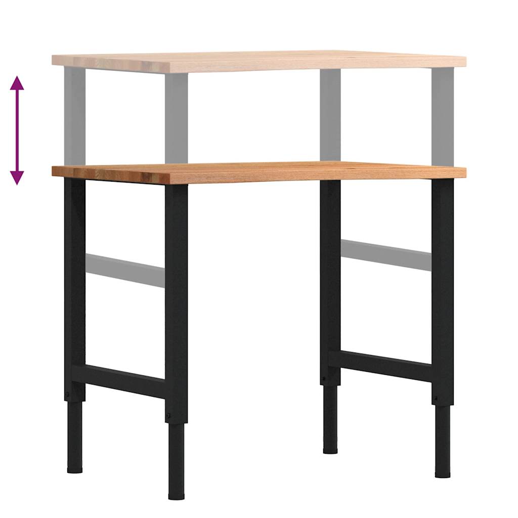 Arbetsbänk ljusbrun 80x60x(71,5-98) cm massiv ek