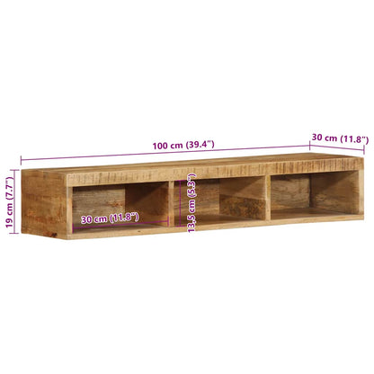 Väggmonterad TV-bänk 100x30x19 cm massivt grovt mangoträ