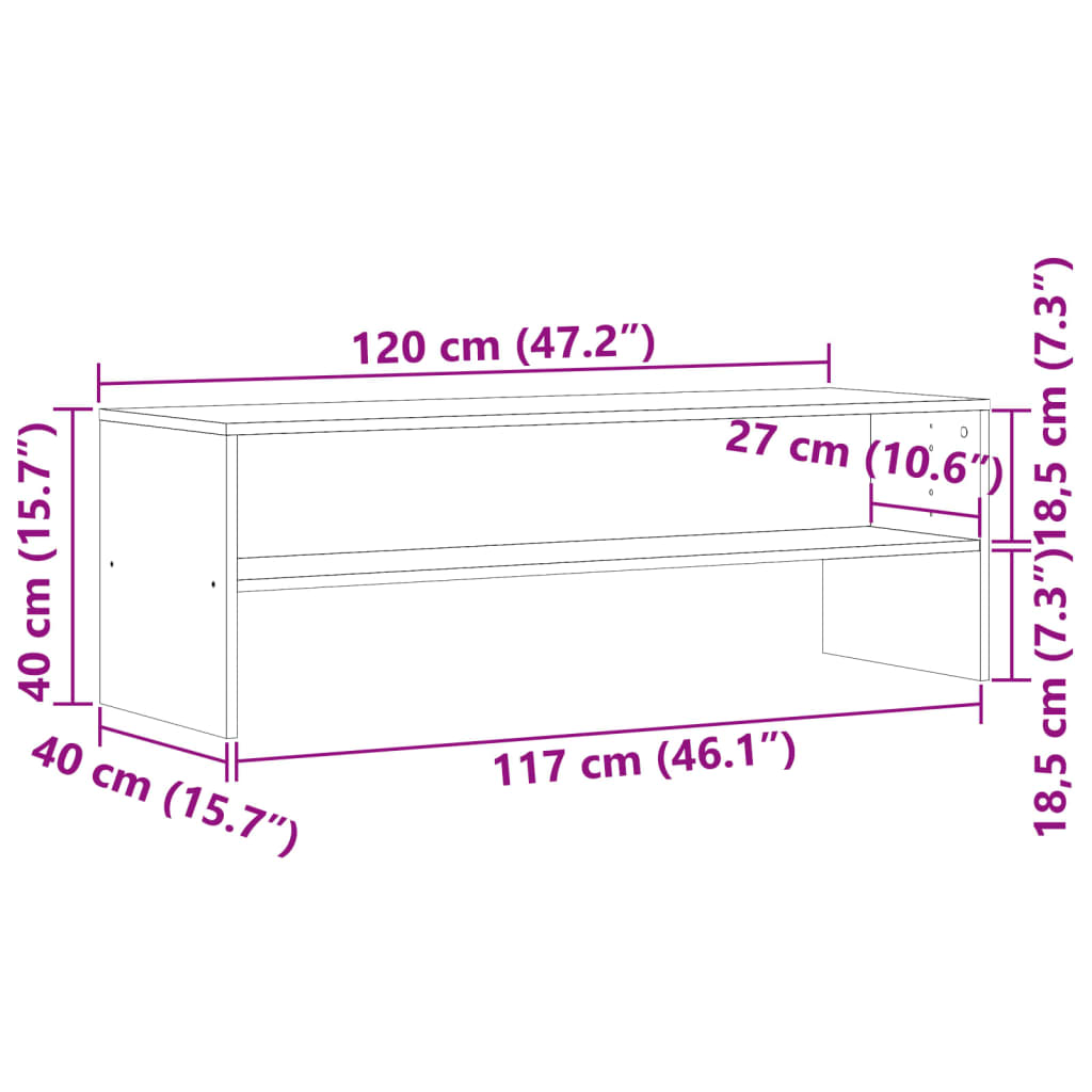 Tv-bänk artisian ek 120x40x40 cm konstruerat trä