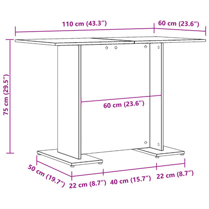 Matbord åldrat trä 110x60x75 cm konstruerat trä