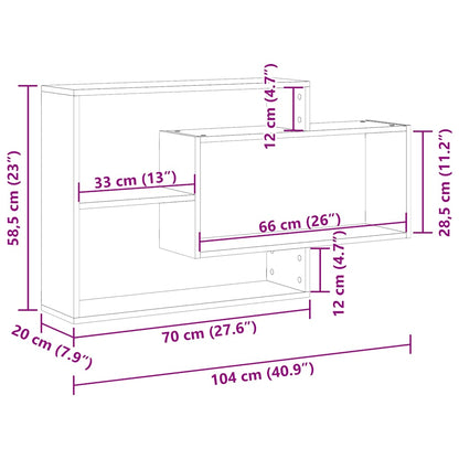 Vägghylla hantverksmässig ek 104x20x58,5 cm konstruerat trä