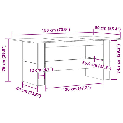 Matbord artisan ek 180x90x76 cm konstruerat trä