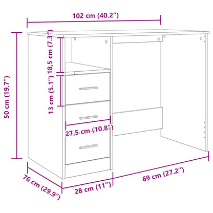 Skrivbord artisan ek 102x76x50 cm konstruerat trä