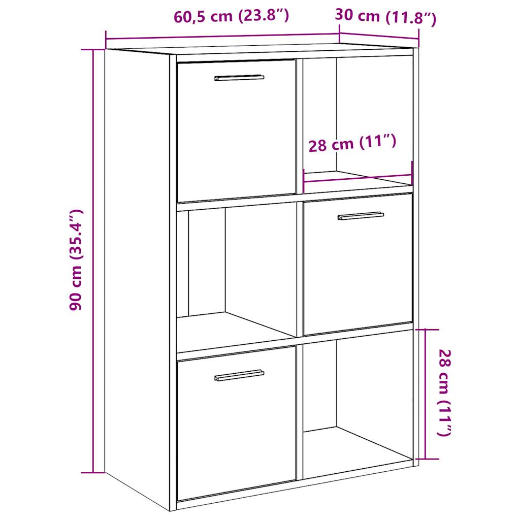 Bokhylla åldrat trä 60,5x30x90 cm konstruerat trä