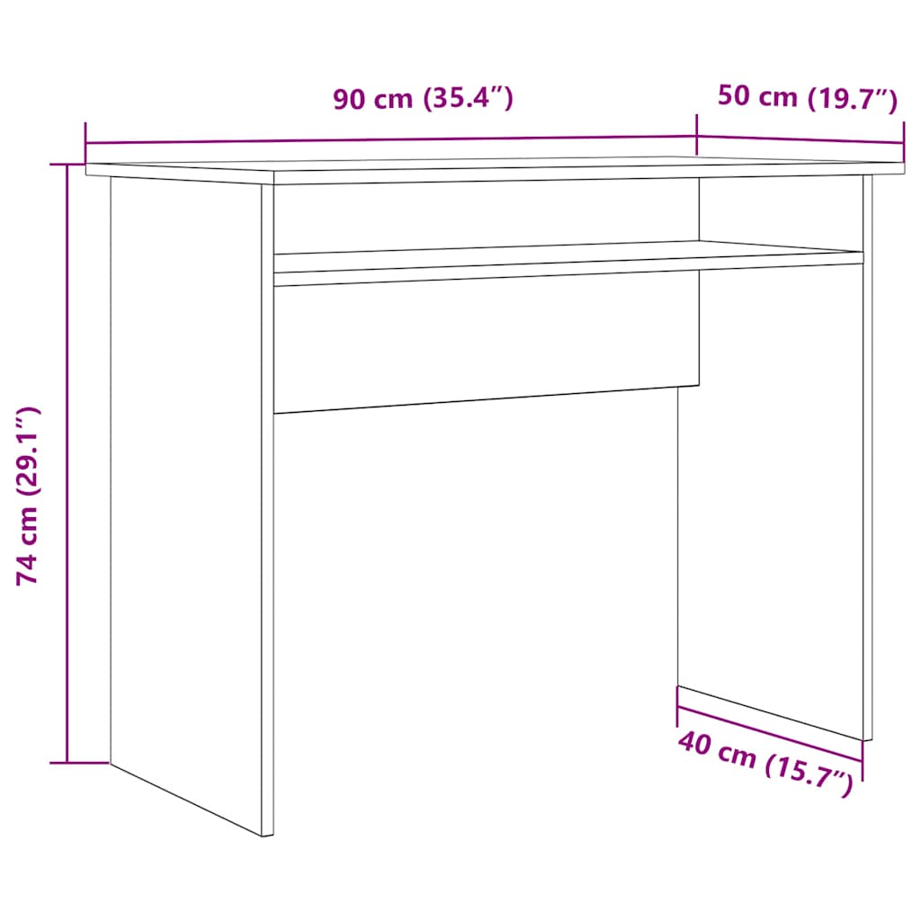 Skrivbord åldrat trä 90x50x74 cm konstruerat trä