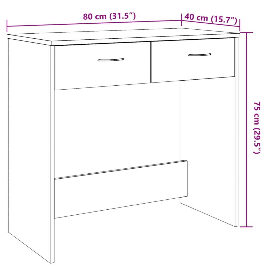 Skrivbord ek 80x40x75 cm konstruerat trä