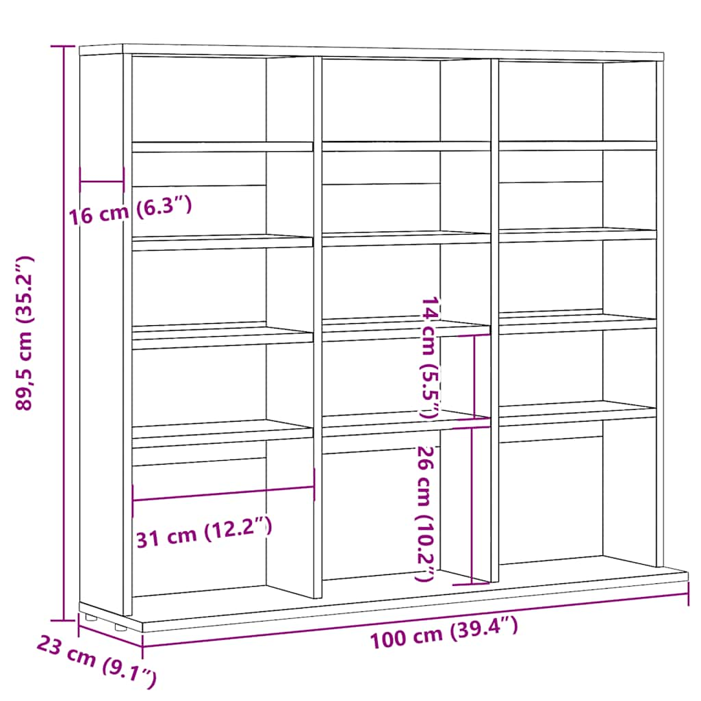 CD-bänk åldrat trä 100x23x89,5 cm konstruerat trä