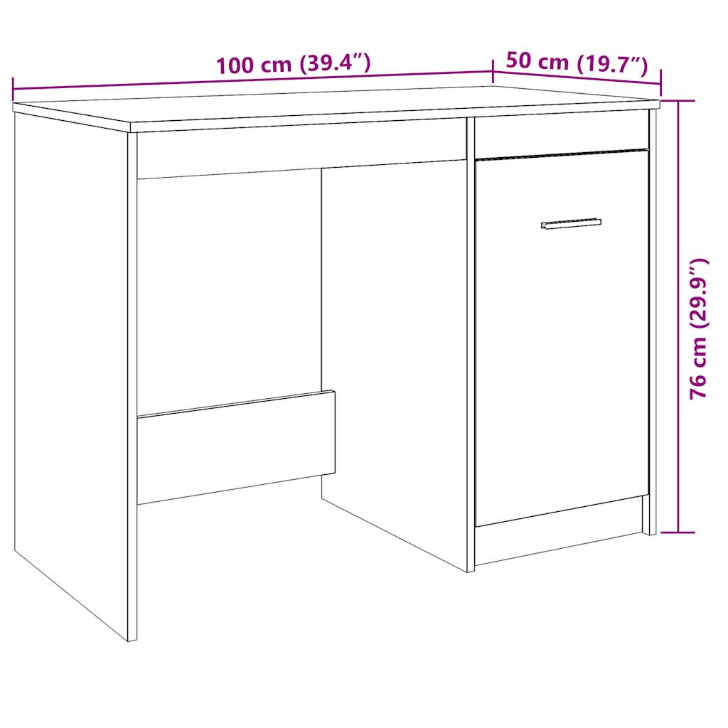 Skrivbord artisan ek 100x50x76 cm konstruerat trä