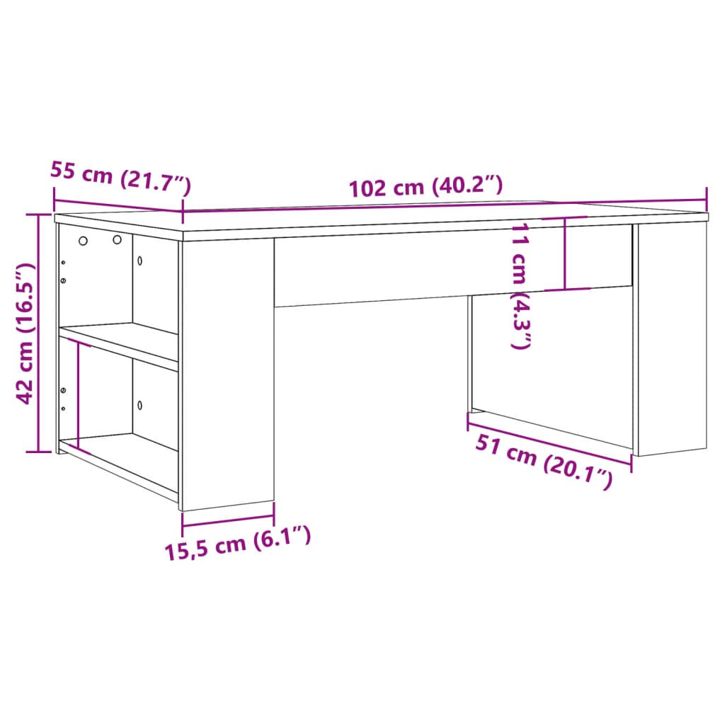 Soffbord åldrat trä 102x55x42 cm konstruerat trä