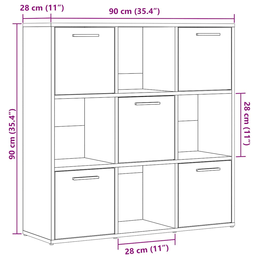 Bokhylla åldrat trä 90x28x90 cm konstruerat trä