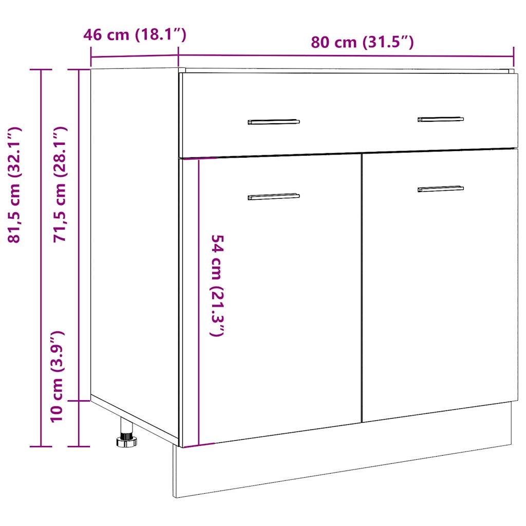 Underskåp för diskho åldrat trä 80x46x81,5 cm konstruerat trä