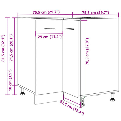 Underskåp åldrat trä 75,5x75,5x81,5 cm konstruerat trä