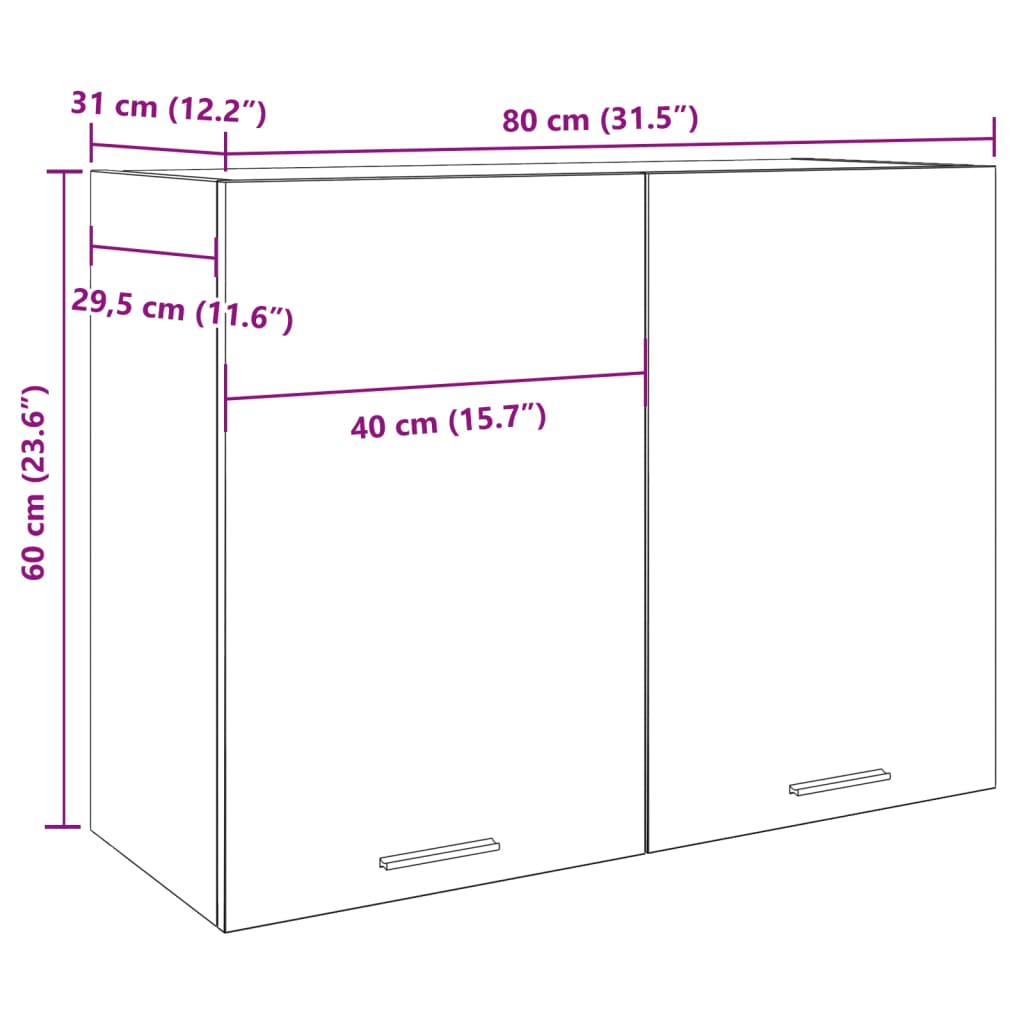 Väggskåp artisan ek 80x31x60 cm konstruerat trä