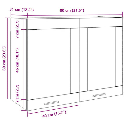 Väggskåp glas artisian ek 80x31x60 cm konstruerat trä