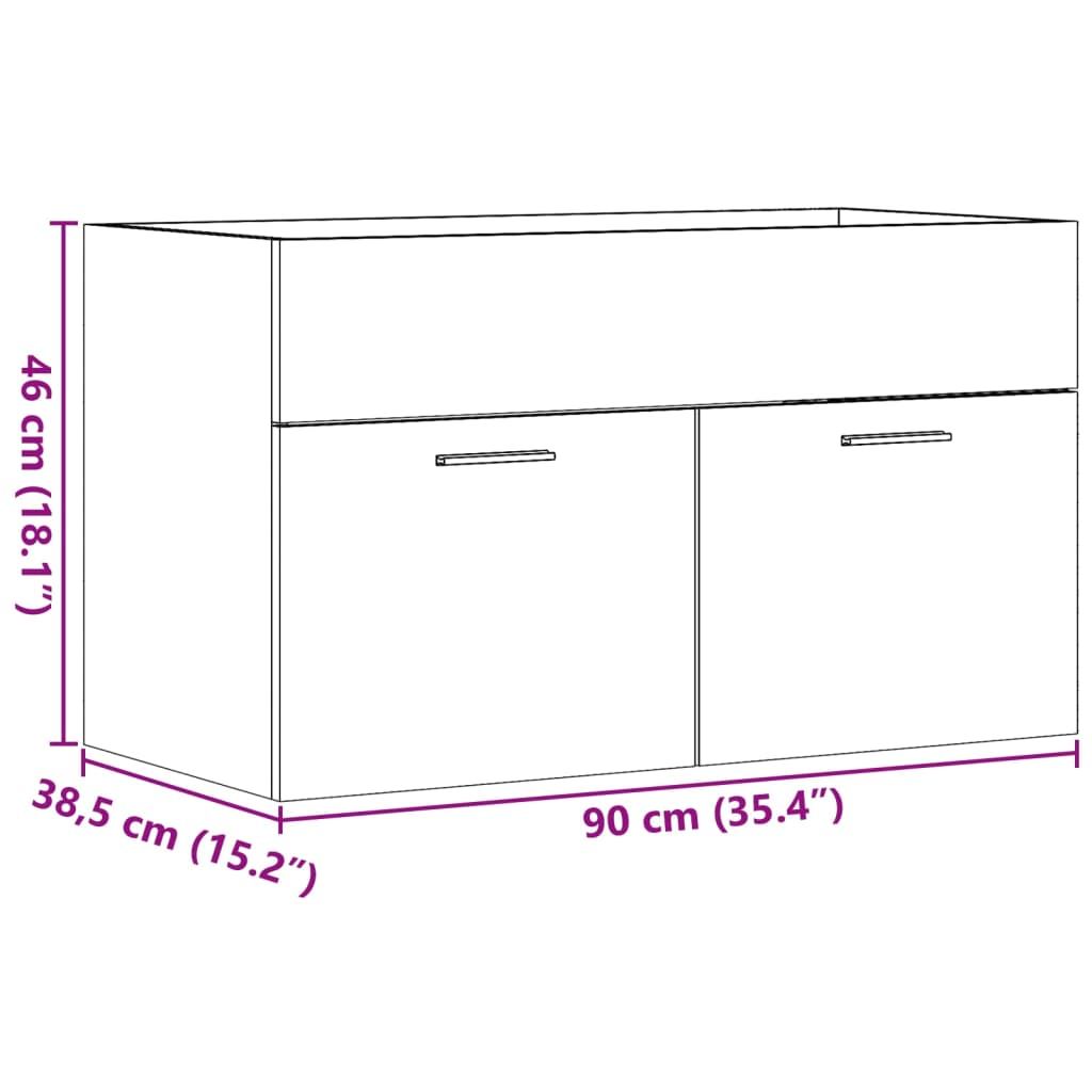 Tvättställsskåp svart 90x38,5x46 cm konstruerat trä