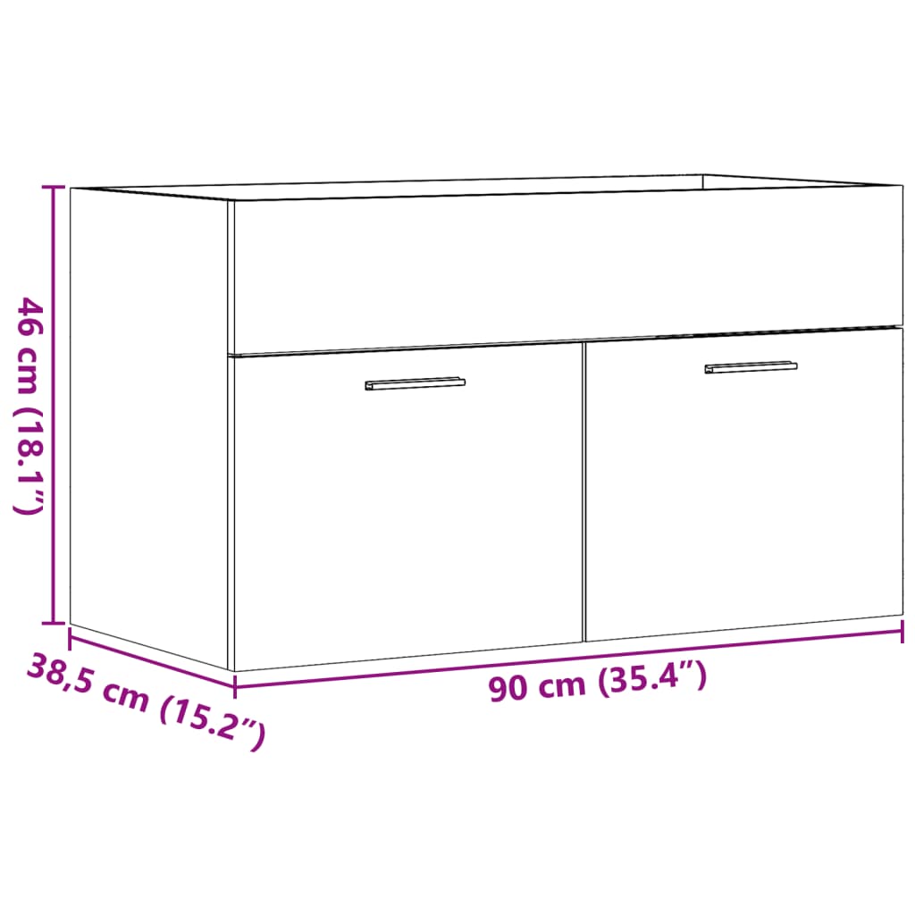 Tvättställsskåp ek 90x38,5x46 cm konstruerat trä