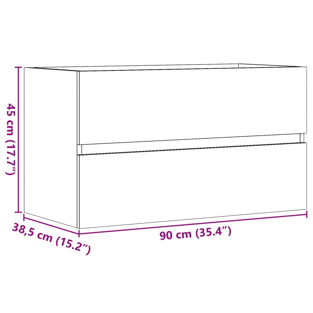 Handfatsskåp åldrat trä 90x38,5x45 cm konstruerat trä