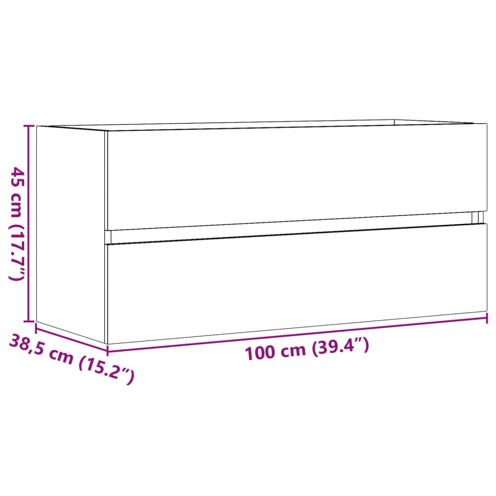 Tvättställsskåp åldrat trä 100x38,5x45 cm konstruerat trä