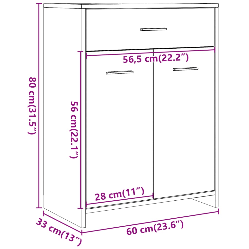 Badrumsskåp betonggrå 60x33x80 cm konstruerat trä