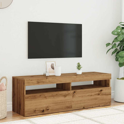 TV-bänk med LED-lampor artisan ek 120x35x40 cm konstruerat trä