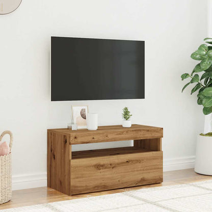 TV-bänk med LED-lampor artisan ek 75x35x40 cm konstruerat trä