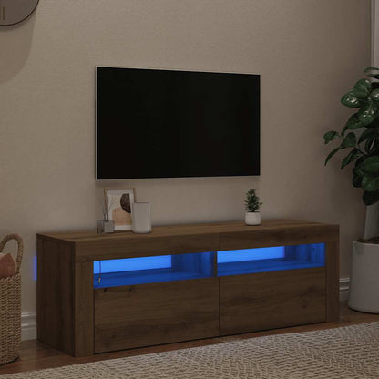 TV-bänk med LED-lampor artisan ek 120x35x40 cm konstruerat trä