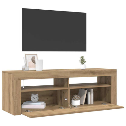 TV-bänk med LED-lampor artisan ek 120x35x40 cm konstruerat trä