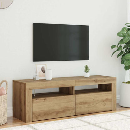 TV-bänk med LED-lampor artisan ek 120x35x40 cm konstruerat trä