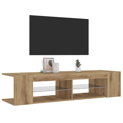 TV-bänk med LED-lampor artisan ek 135x39x30 cm konstruerat trä