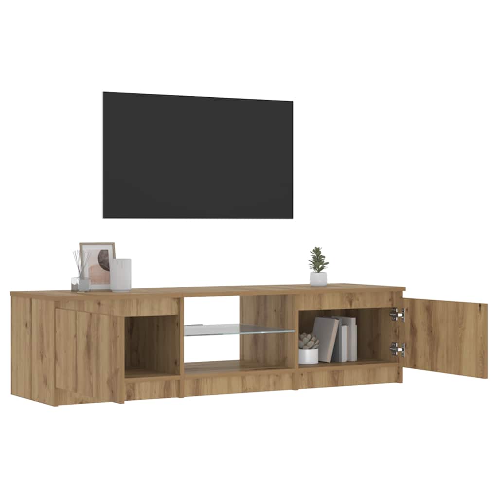 TV-bänk med LED-lampor artisan ek 140x40x36cm konstruerat trä