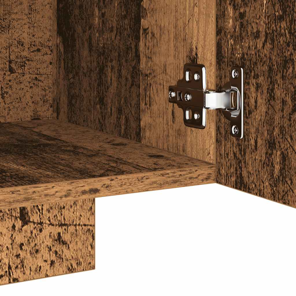 TV-bänk med LED-lampor åldrat trä 160x35x40 cm konstruerat trä