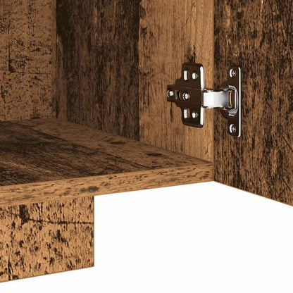 TV-bänk med LED-lampor åldrat trä 160x35x40 cm konstruerat trä