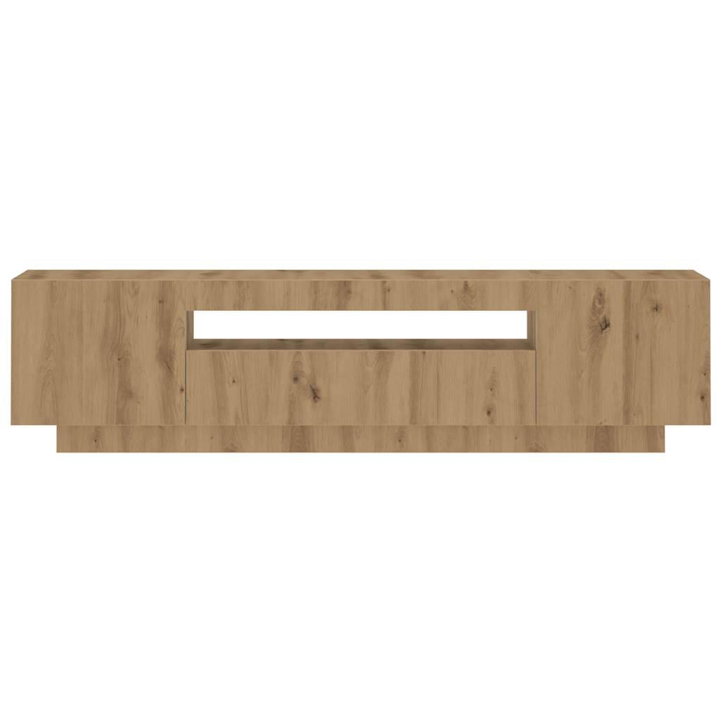 TV-bänk med LED-lampor artisan ek 160x35x40 cm konstruerat trä